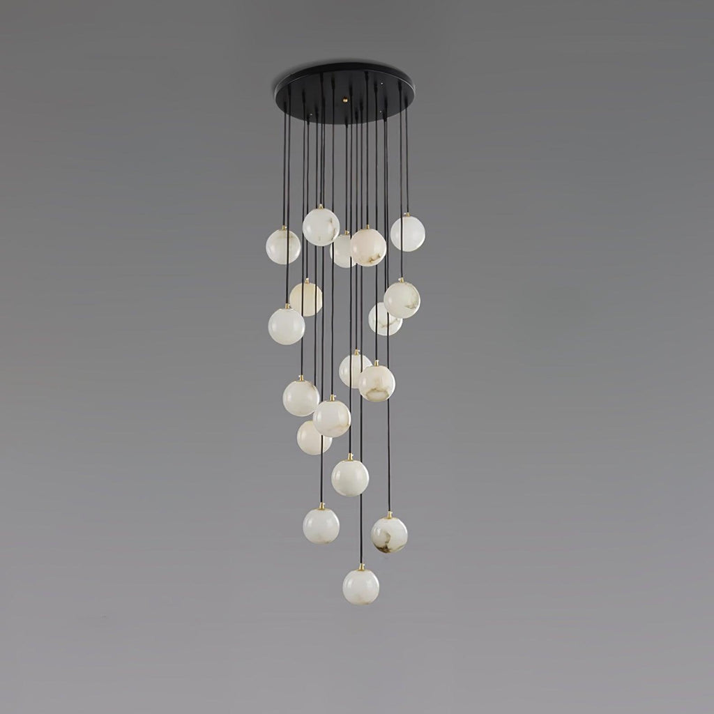 Lustre moderne Mikko en Albâtre Noir et blanc