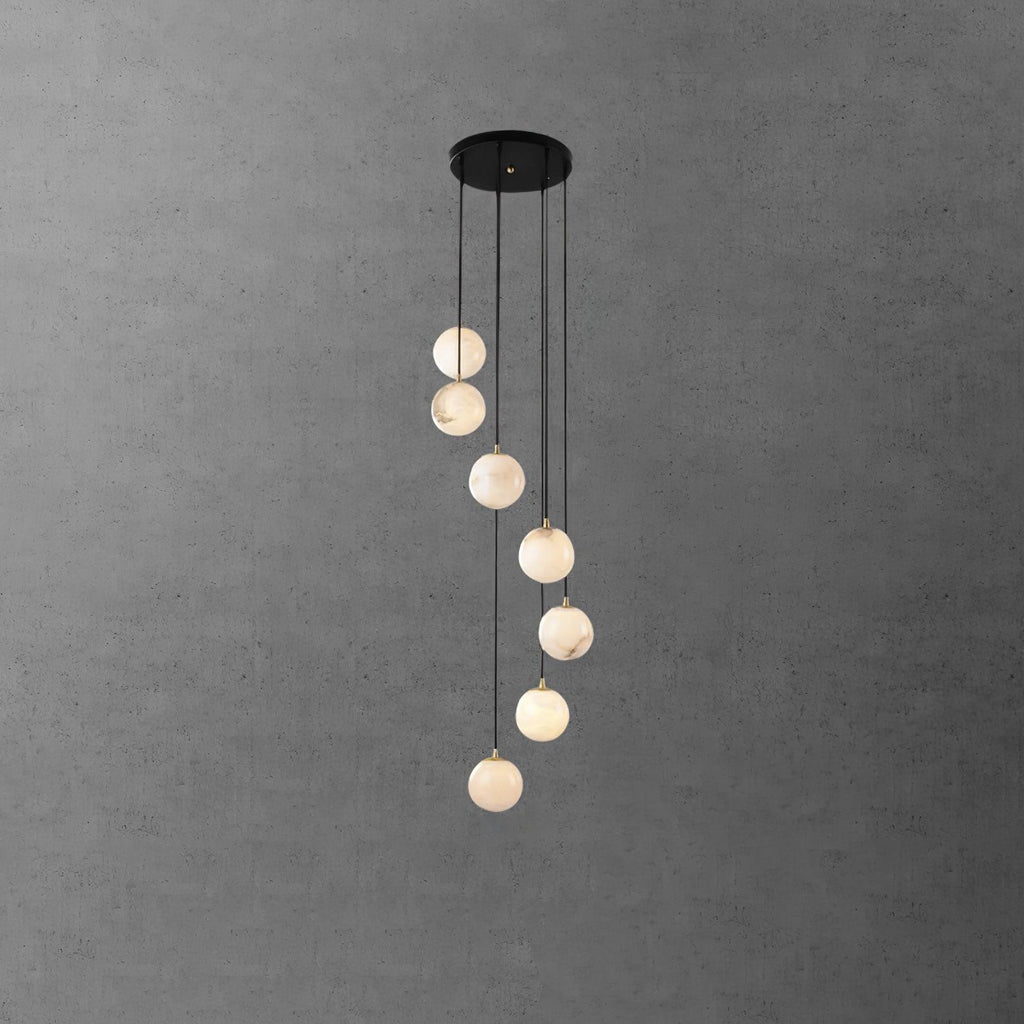 Lustre moderne Mikko en Albâtre Noir et blanc