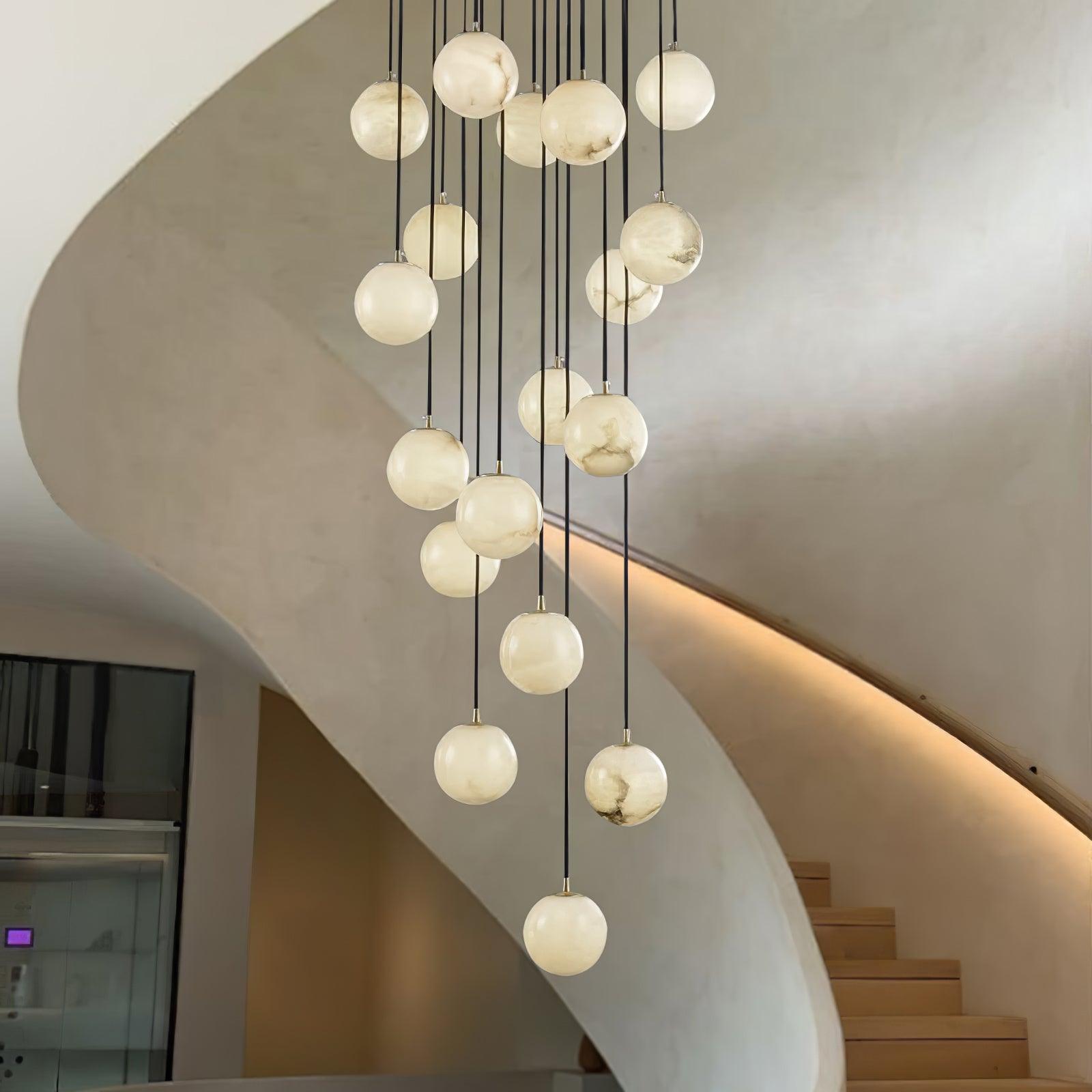 Lustre moderne Mikko en Albâtre Noir et blanc