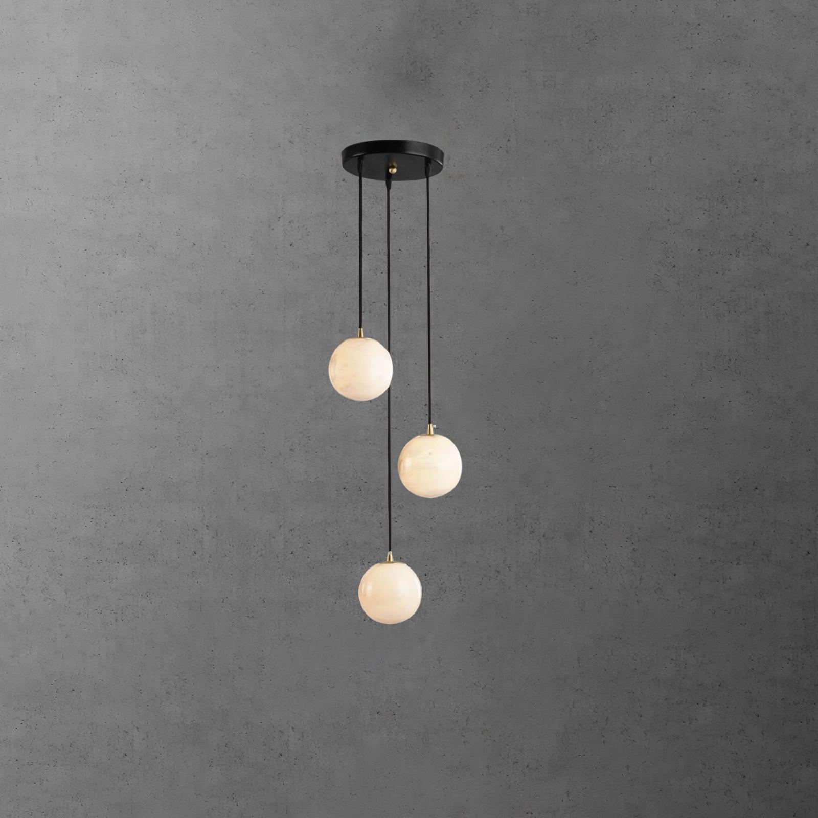 Lustre moderne Mikko en Albâtre Noir et blanc