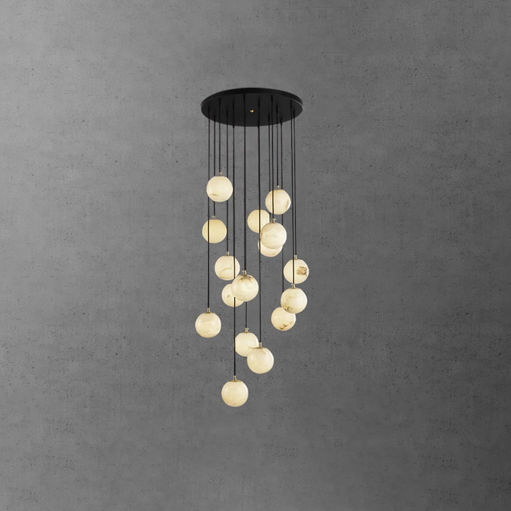 Lustre moderne Mikko en Albâtre Noir et blanc