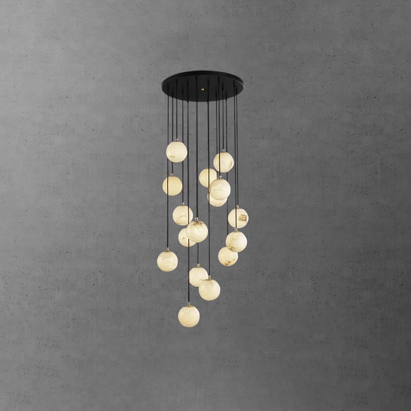 Lustre moderne Mikko en Albâtre Noir et blanc