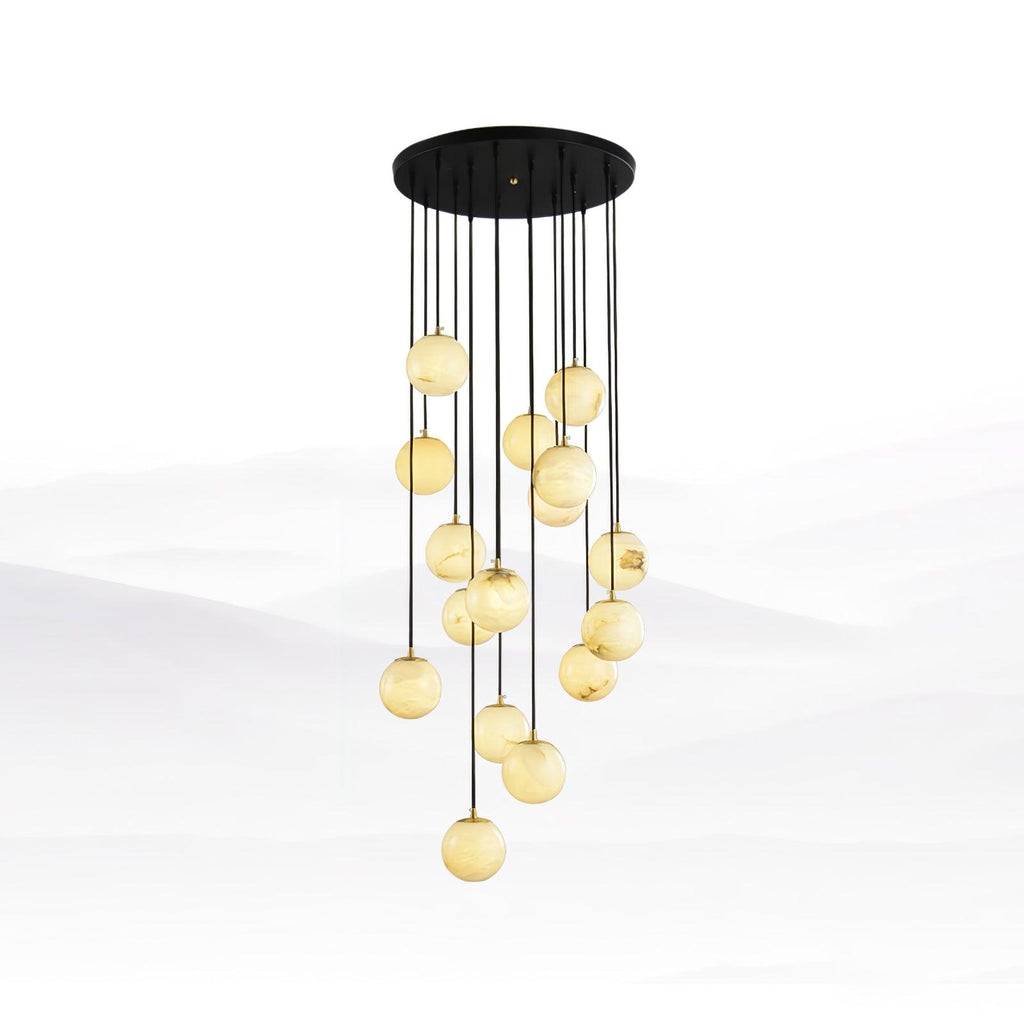 Lustre moderne Mikko en Albâtre Noir et blanc