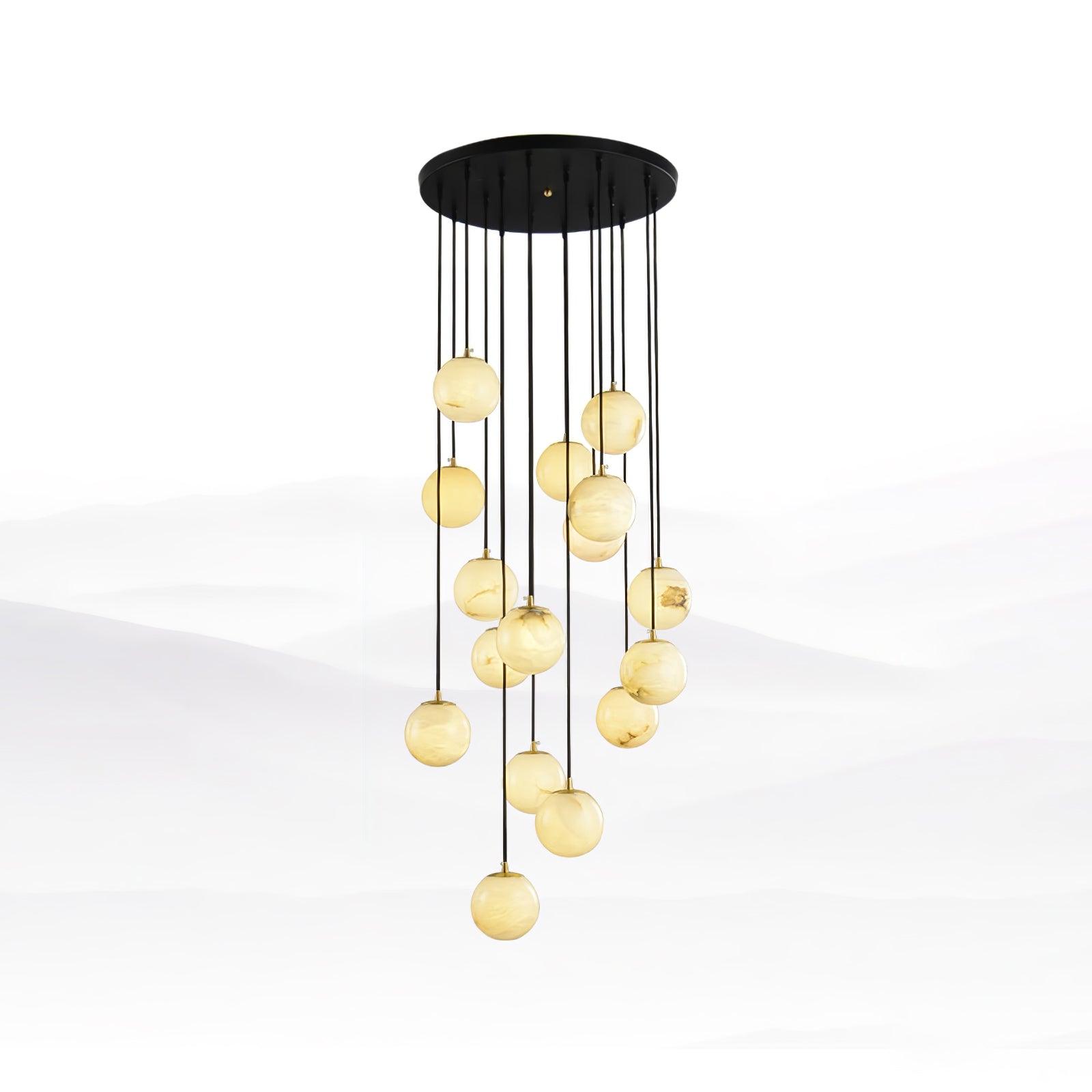 Lustre moderne Mikko en Albâtre Noir et blanc