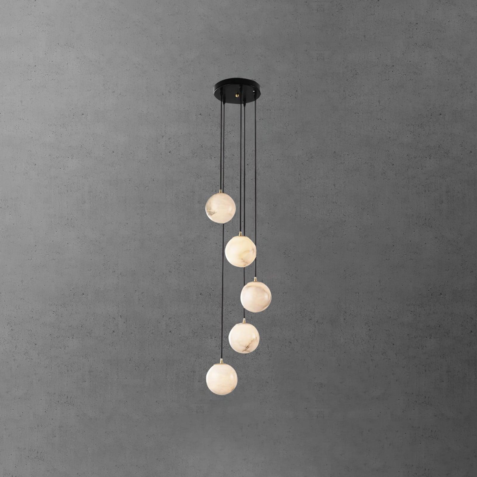 Lustre moderne Mikko en Albâtre Noir et blanc