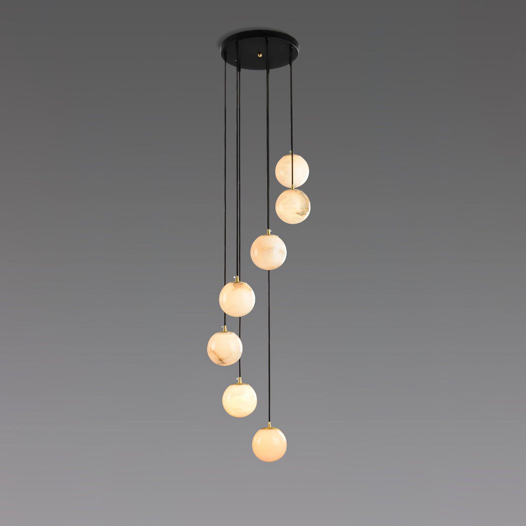 Lustre moderne Mikko en Albâtre Noir et blanc