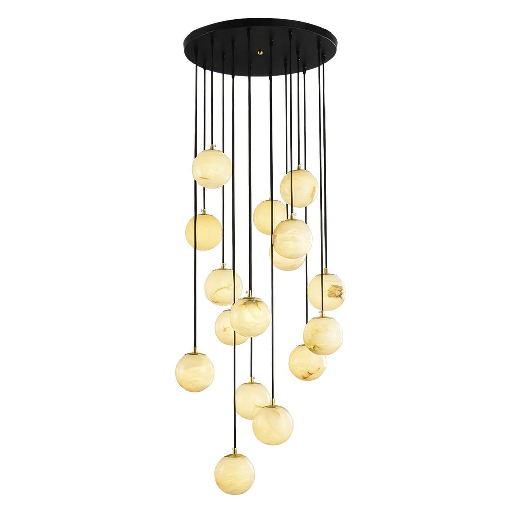 Lustre moderne Mikko en Albâtre Noir et blanc
