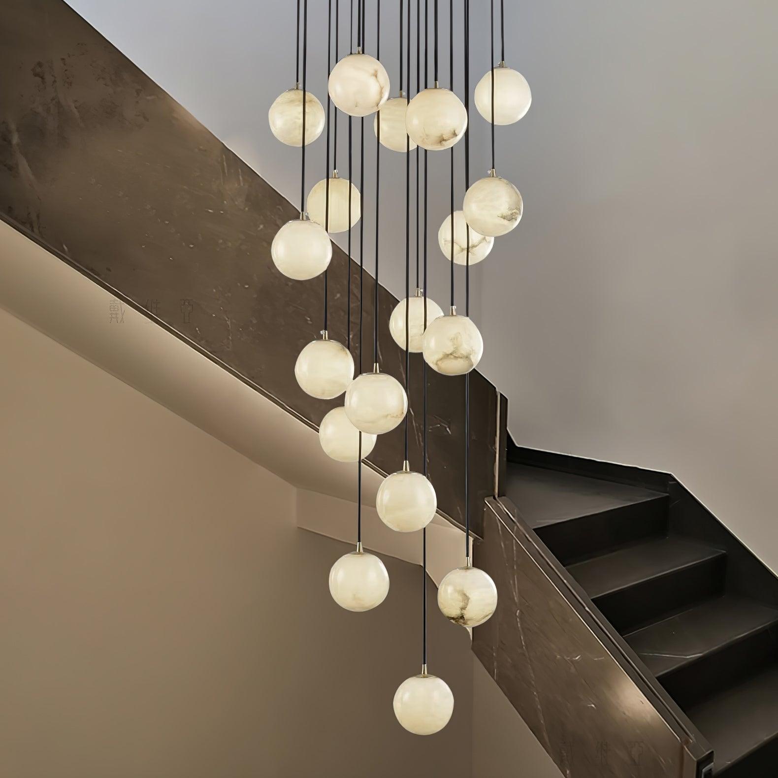 Lustre moderne Mikko en Albâtre Noir et blanc