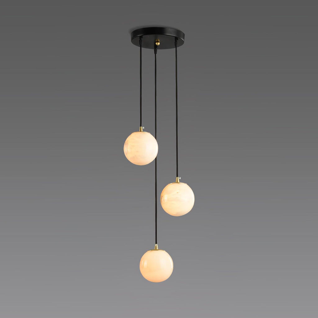 Lustre moderne Mikko en Albâtre Noir et blanc