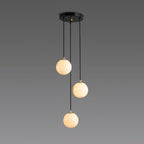 Lustre moderne Mikko en Albâtre Noir et blanc