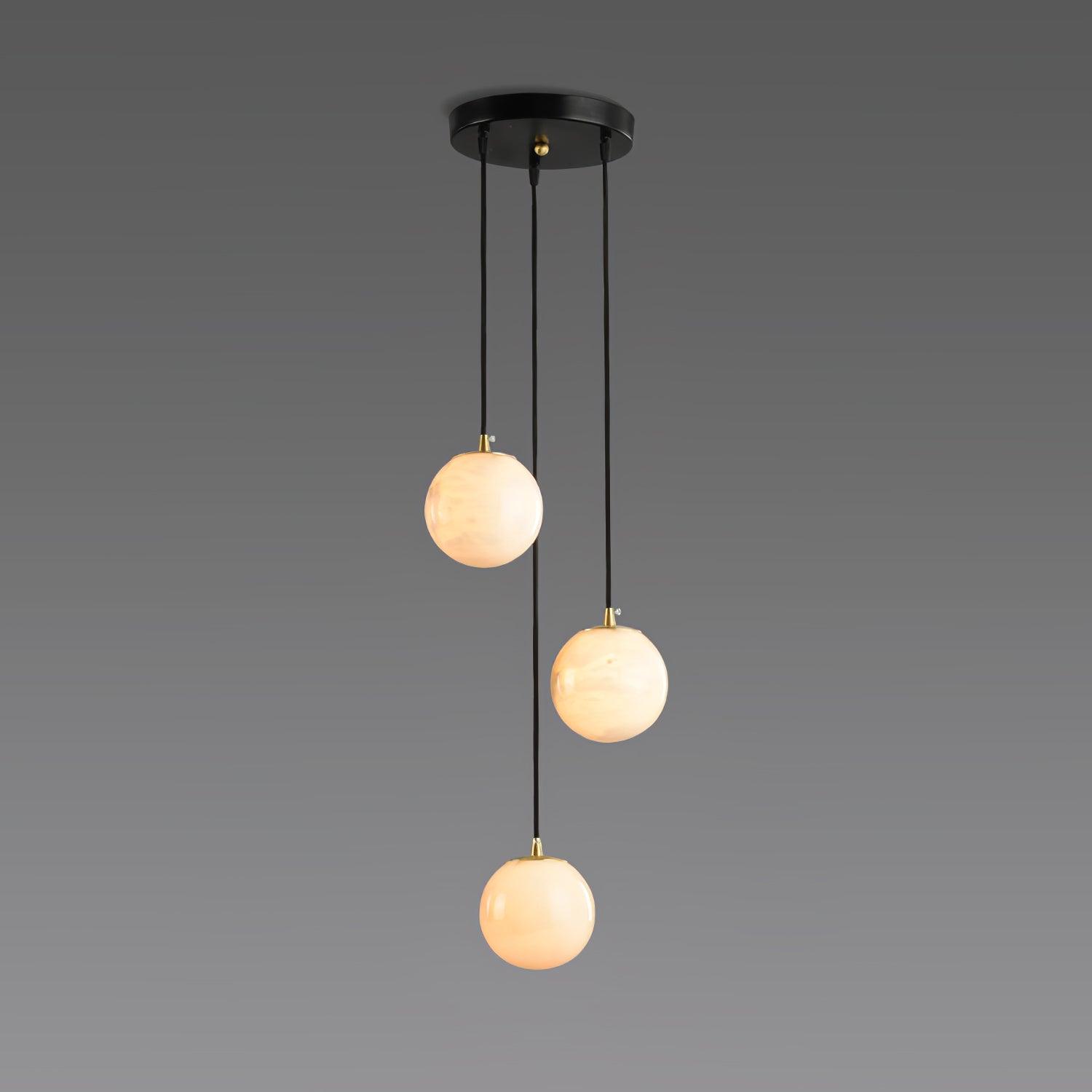 Lustre moderne Mikko en Albâtre Noir et blanc