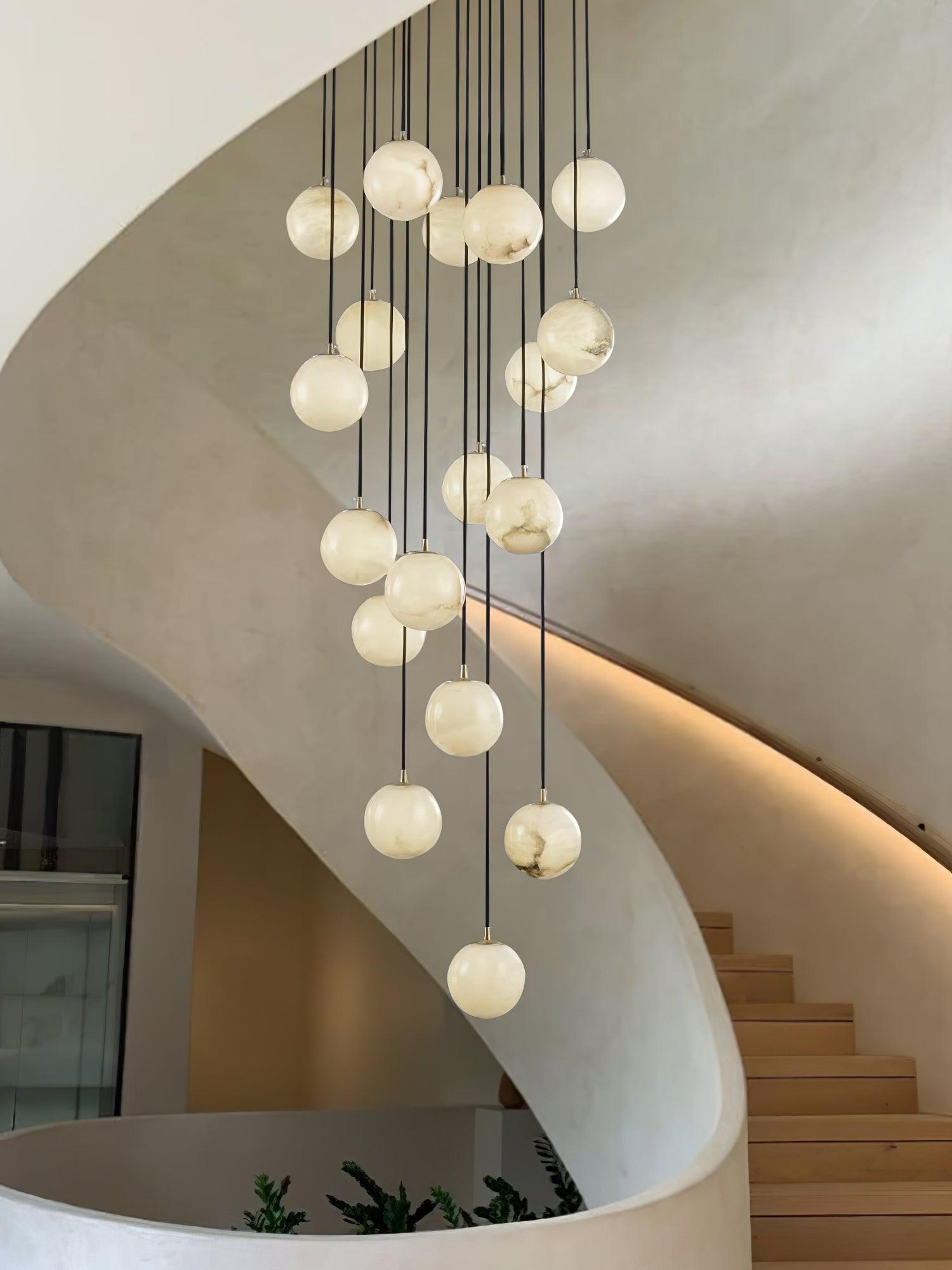 Lustre moderne Mikko en Albâtre Noir et blanc