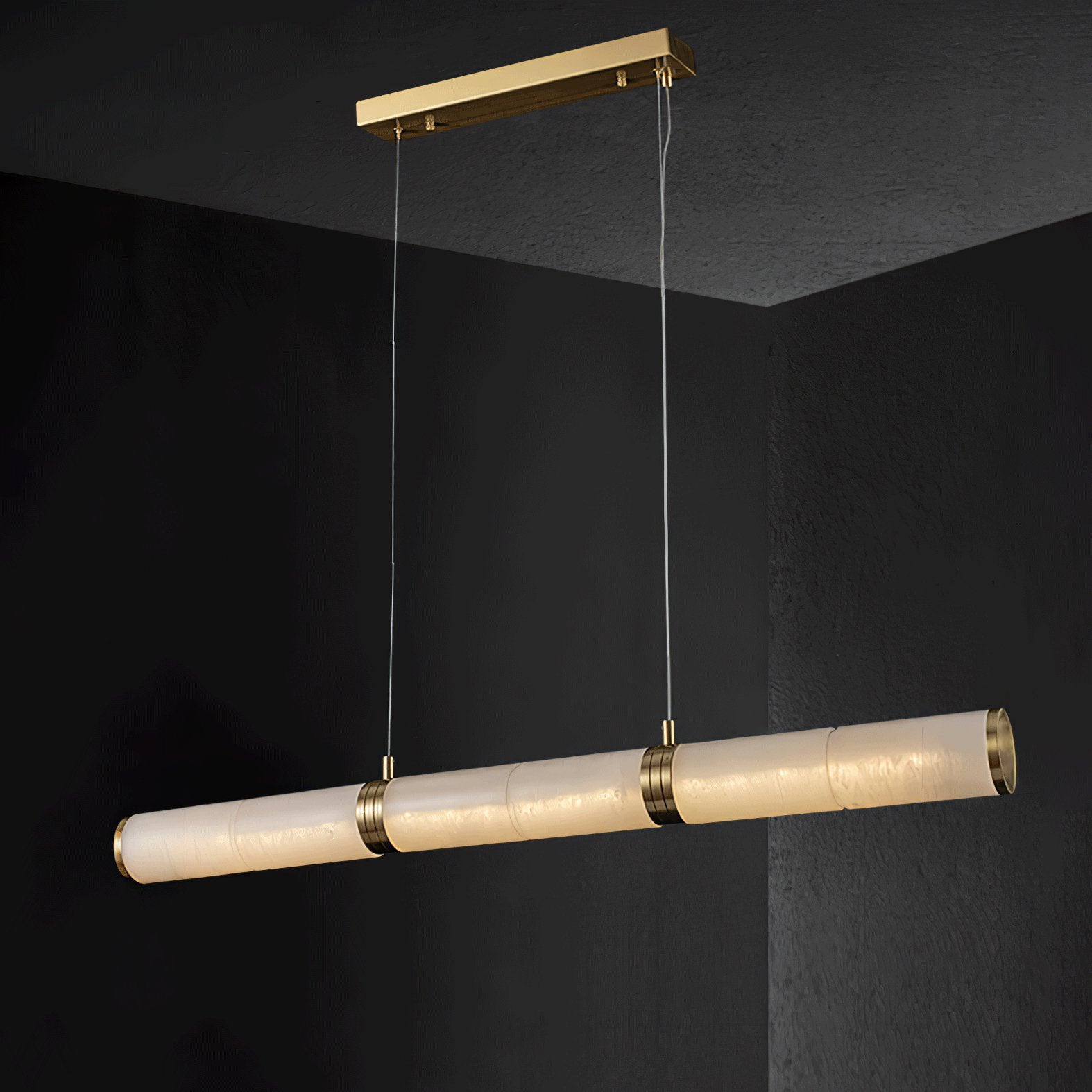Suspension moderne Sal en Albâtre Laiton et blanc