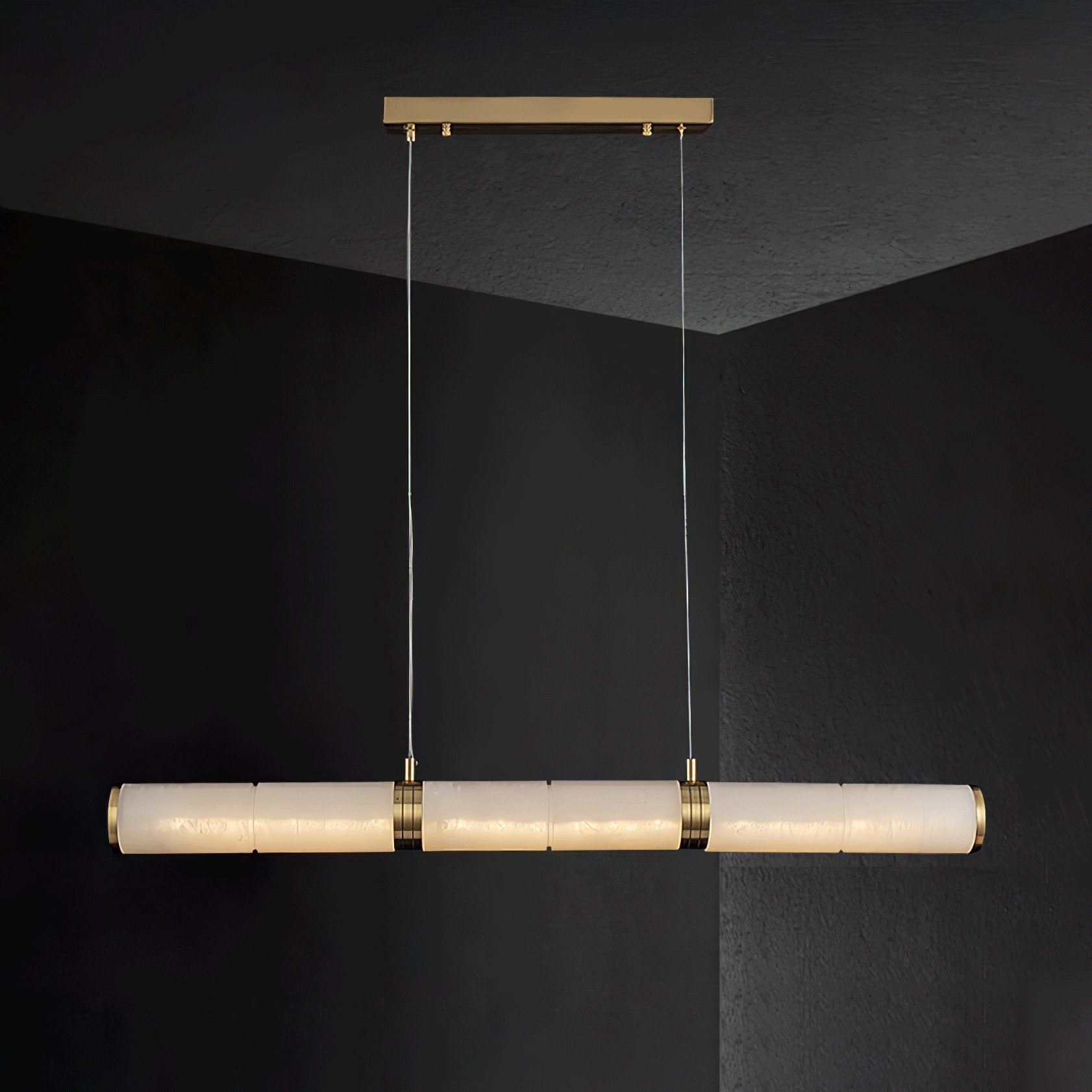 Suspension moderne Sal en Albâtre Laiton et blanc