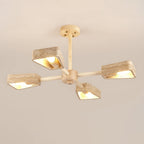 Lustre moderne Jyri en Bois et travertin jaune