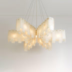 Lustre moderne Darin en Albâtre Laiton et blanc