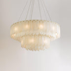 Lustre moderne Darin en Albâtre Laiton et blanc