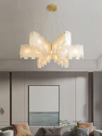 Lustre moderne Darin en Albâtre Laiton et blanc