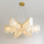 Lustre moderne Darin en Albâtre Laiton et blanc