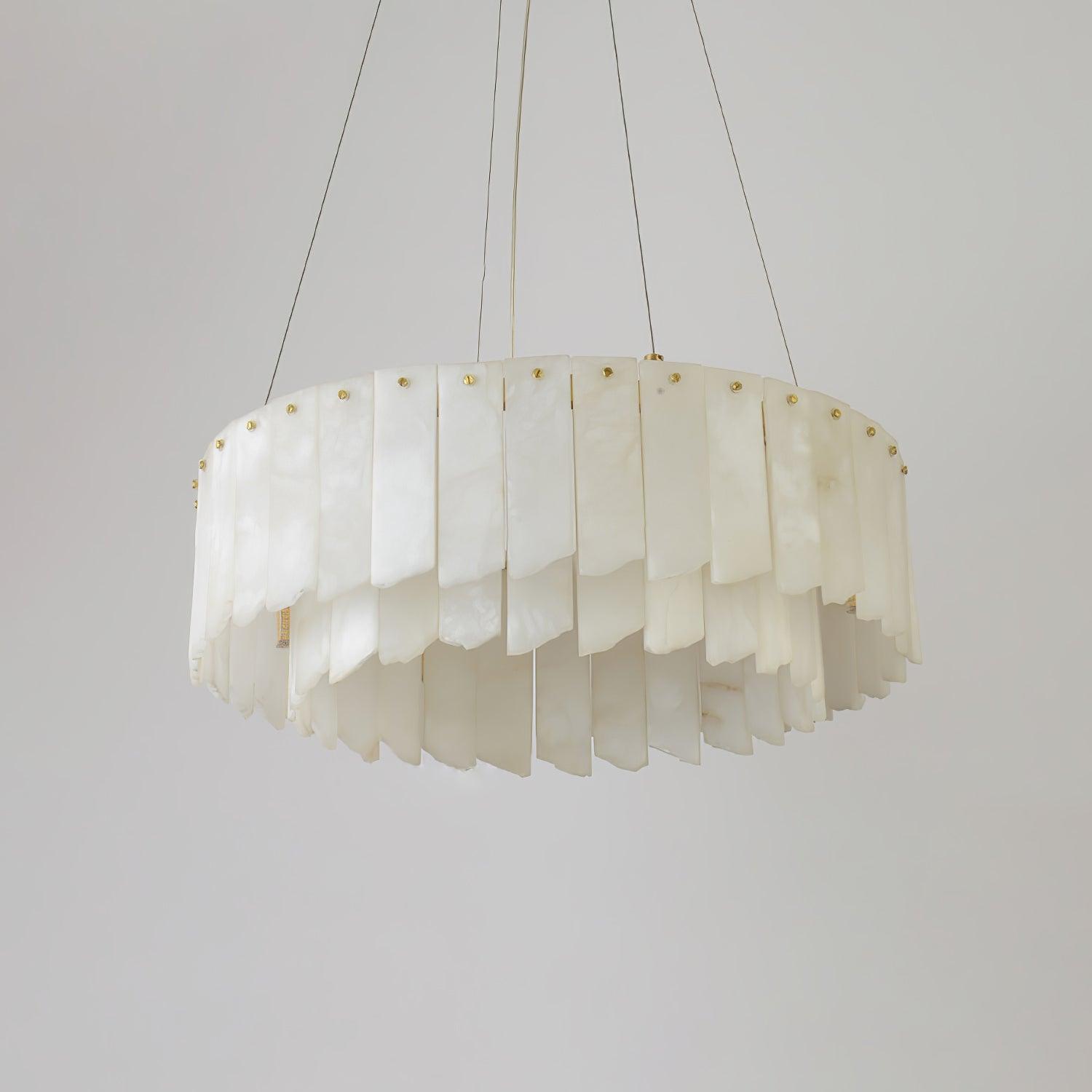 Lustre moderne Darin en Albâtre Laiton et blanc