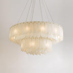 Lustre moderne Darin en Albâtre Laiton et blanc