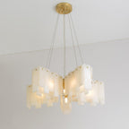 Lustre moderne Darin en Albâtre Laiton et blanc
