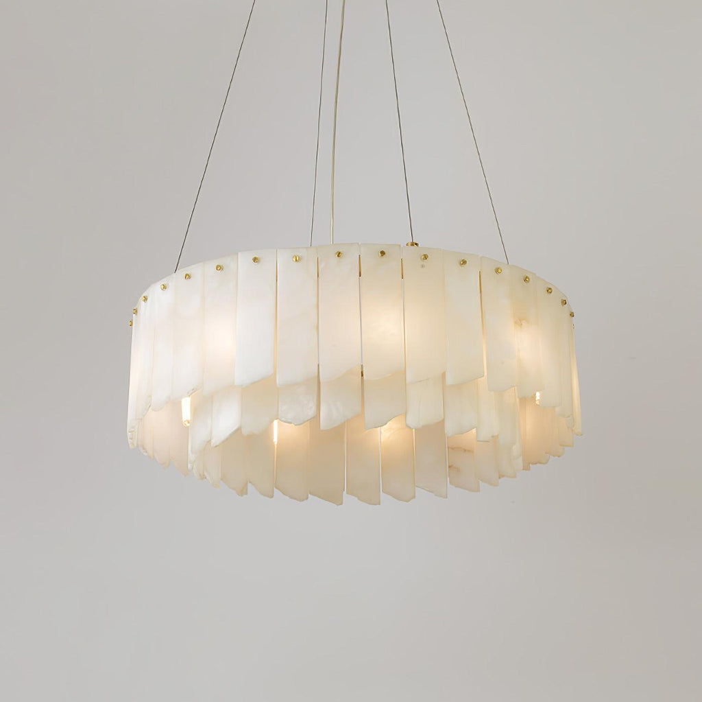 Lustre moderne Darin en Albâtre Laiton et blanc