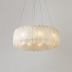 Lustre moderne Darin en Albâtre Laiton et blanc