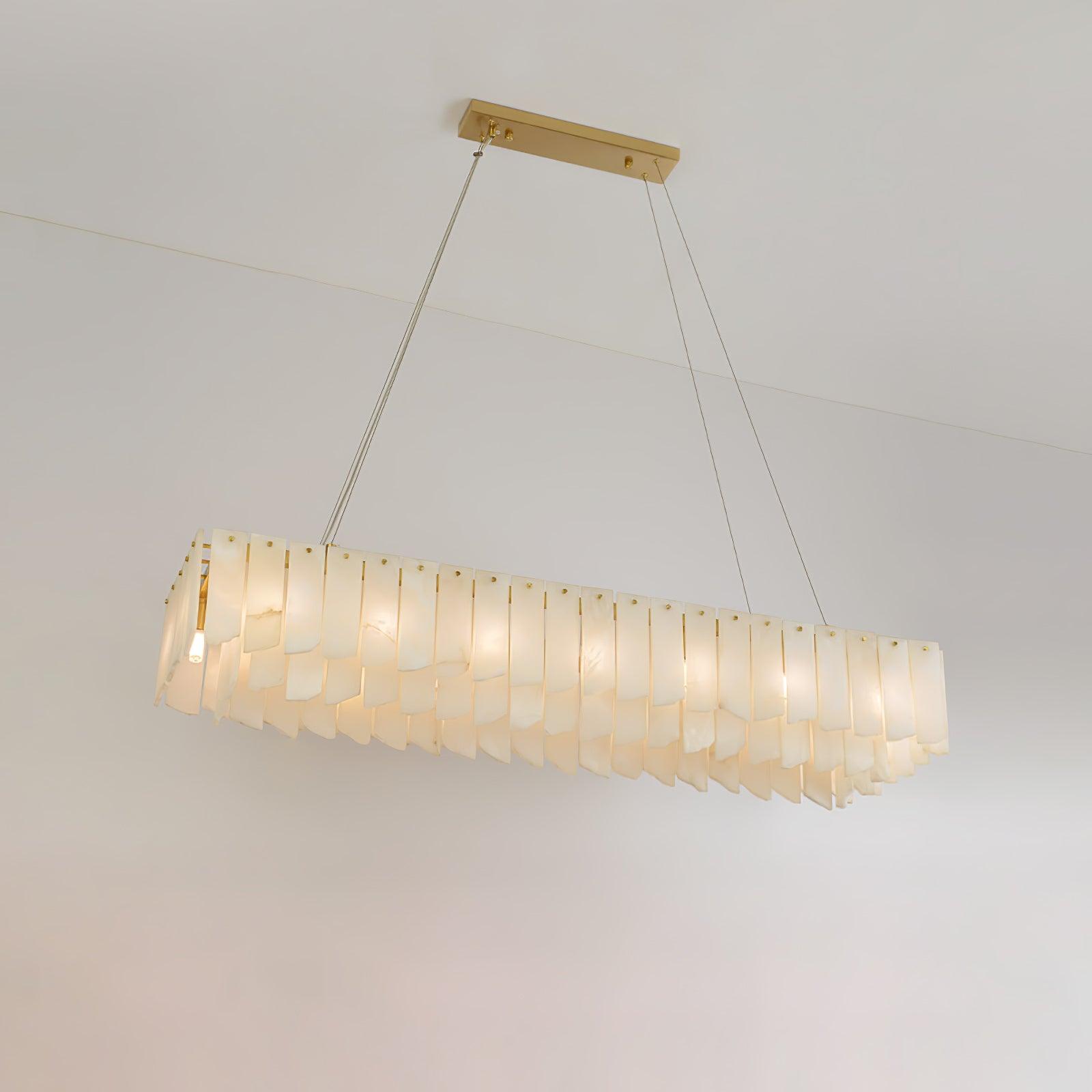 Lustre moderne Darin en Albâtre Laiton et blanc