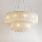 Lustre moderne Darin en Albâtre Laiton et blanc