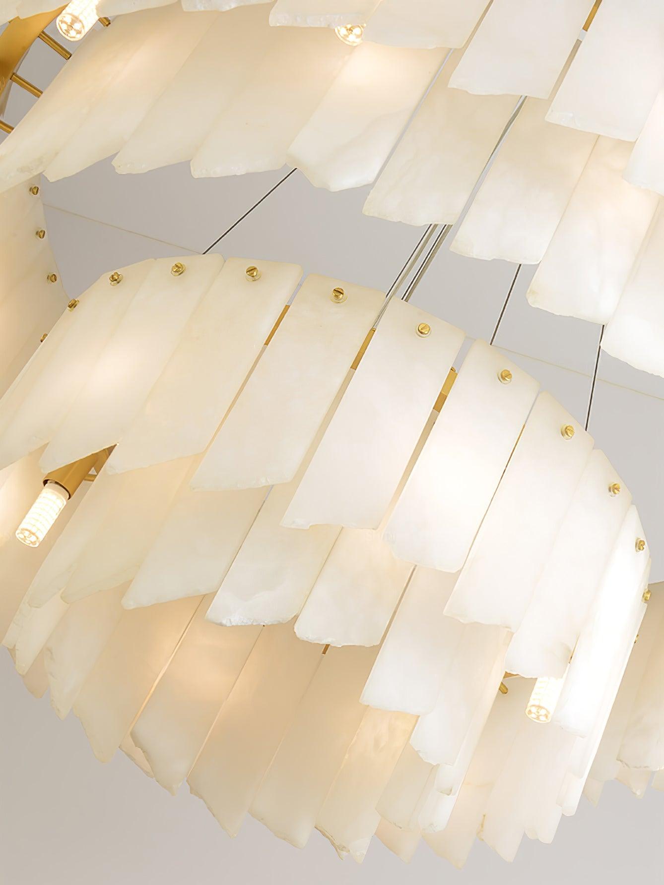 Lustre moderne Darin en Albâtre Laiton et blanc