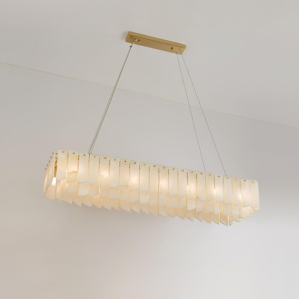 Lustre moderne Darin en Albâtre Laiton et blanc