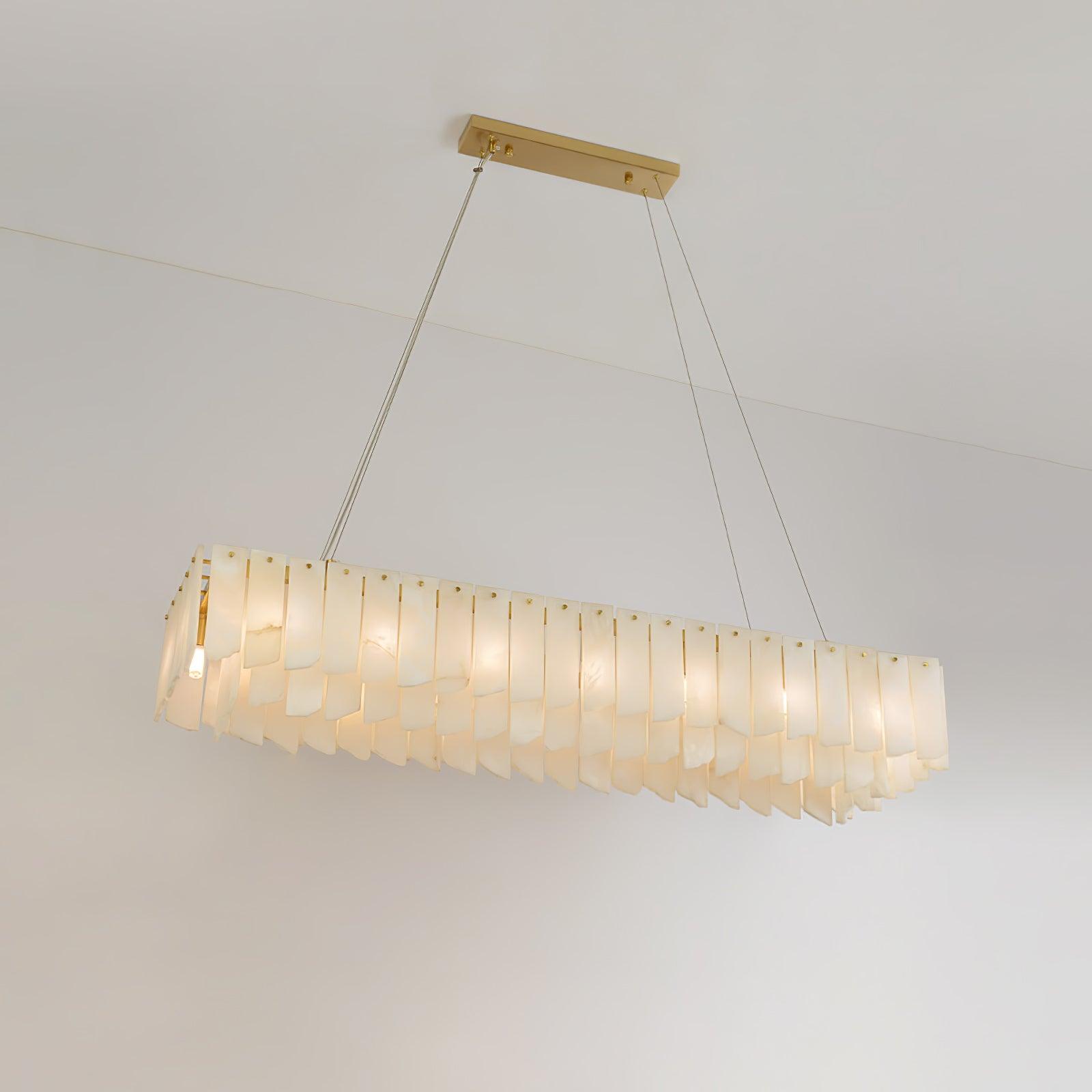 Lustre moderne Darin en Albâtre Laiton et blanc