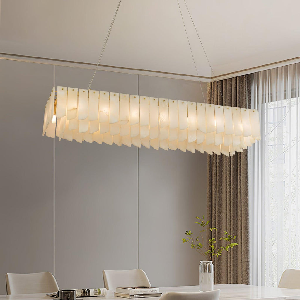 Lustre moderne Darin en Albâtre Laiton et blanc