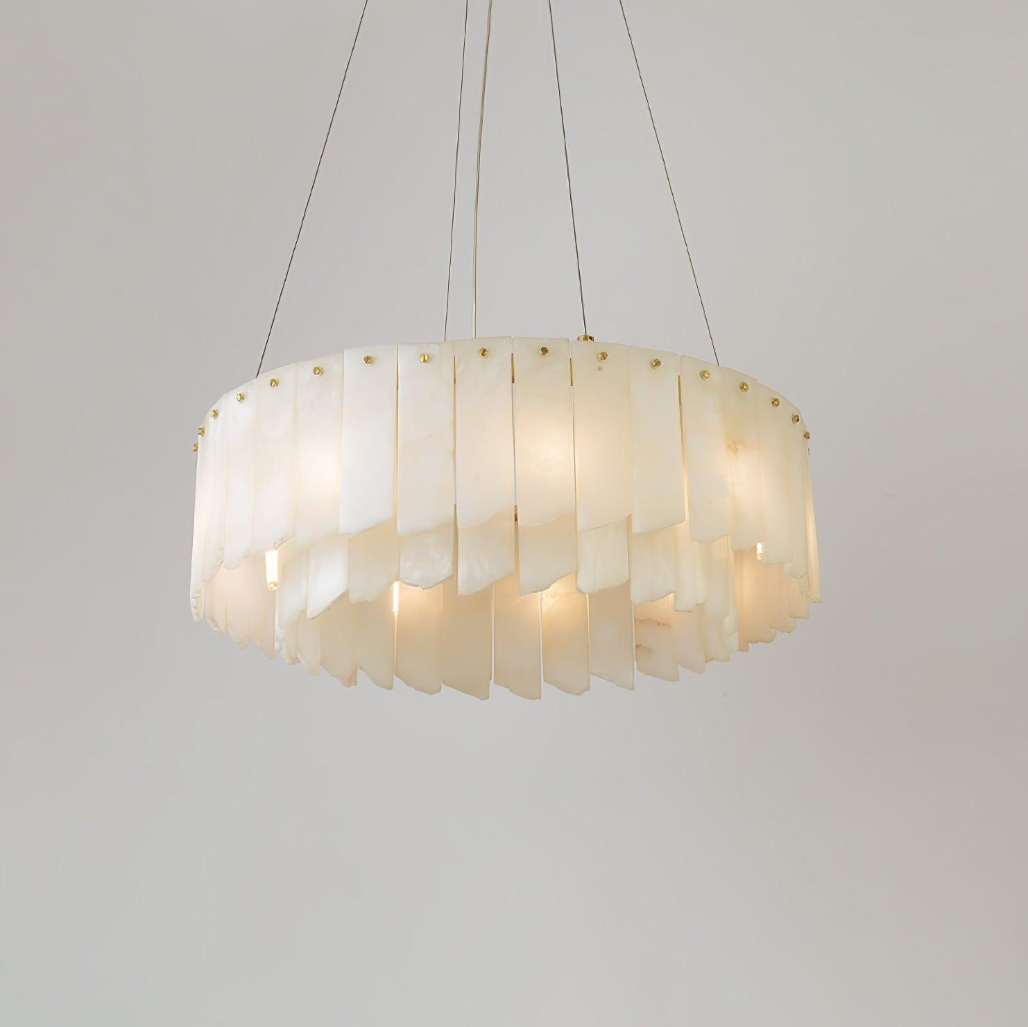 Lustre moderne Darin en Albâtre Laiton et blanc