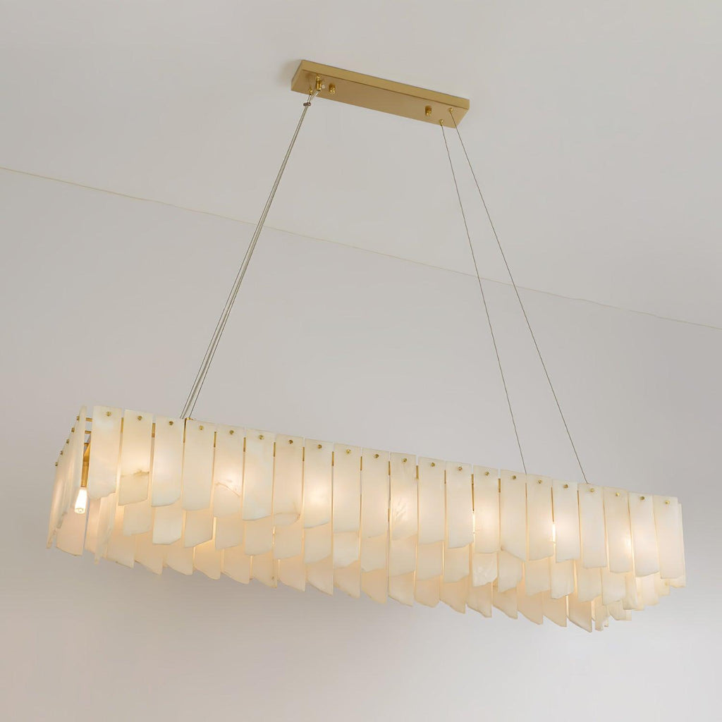 Lustre moderne Darin en Albâtre Laiton et blanc