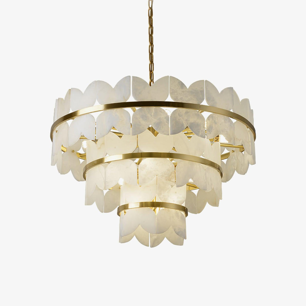 Lustre moderne Anza en Albâtre Or et blanc