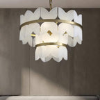 Lustre moderne Anza en Albâtre Or et blanc