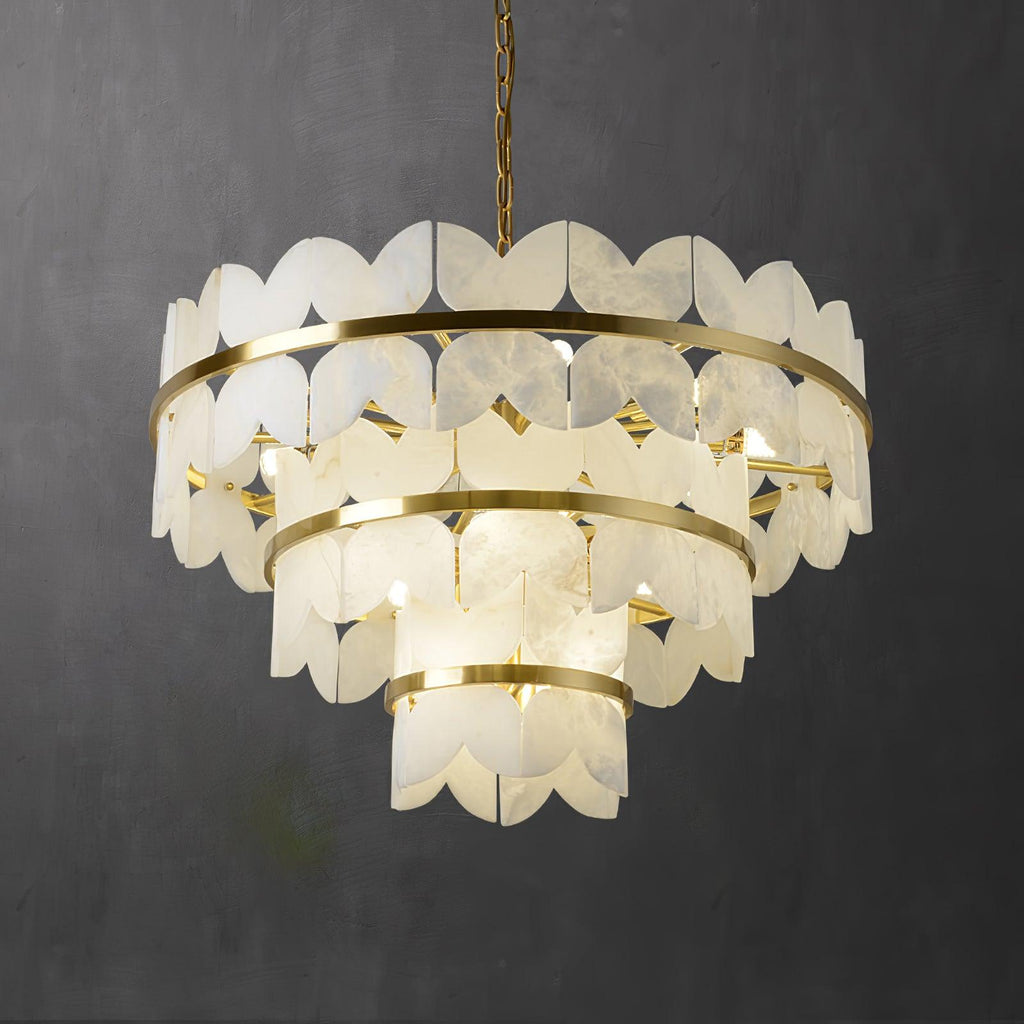 Lustre moderne Anza en Albâtre Or et blanc