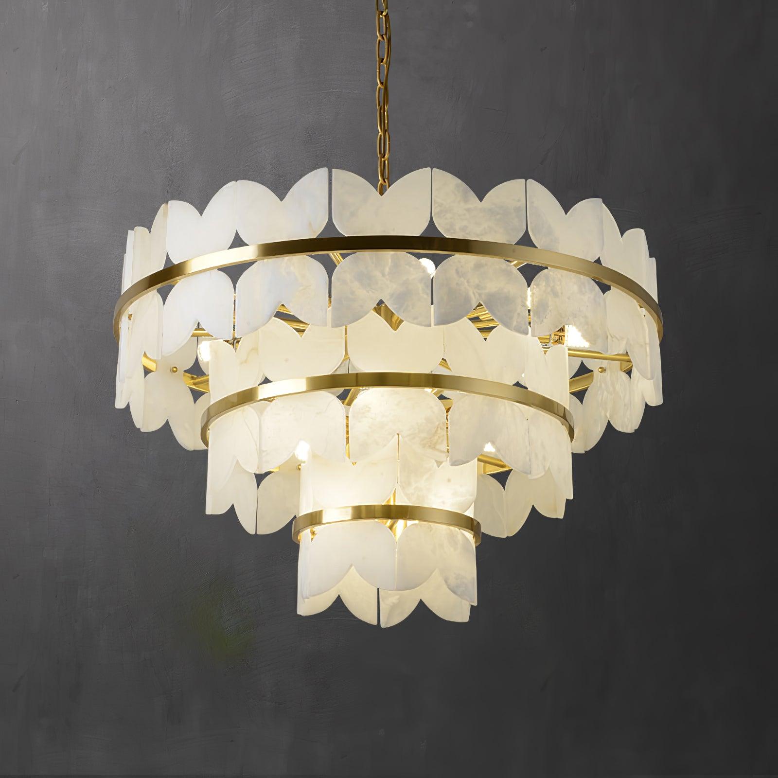 Lustre moderne Anza en Albâtre Or et blanc