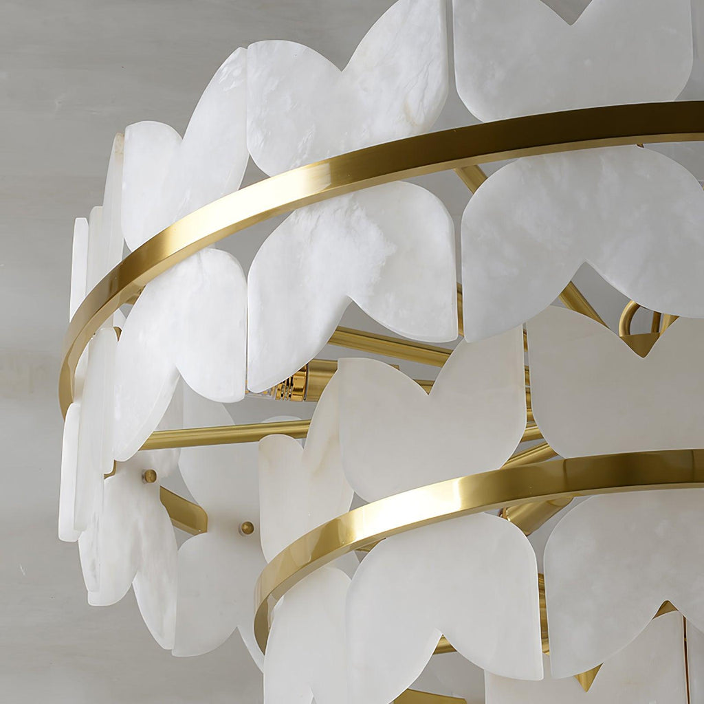 Lustre moderne Anza en Albâtre Or et blanc