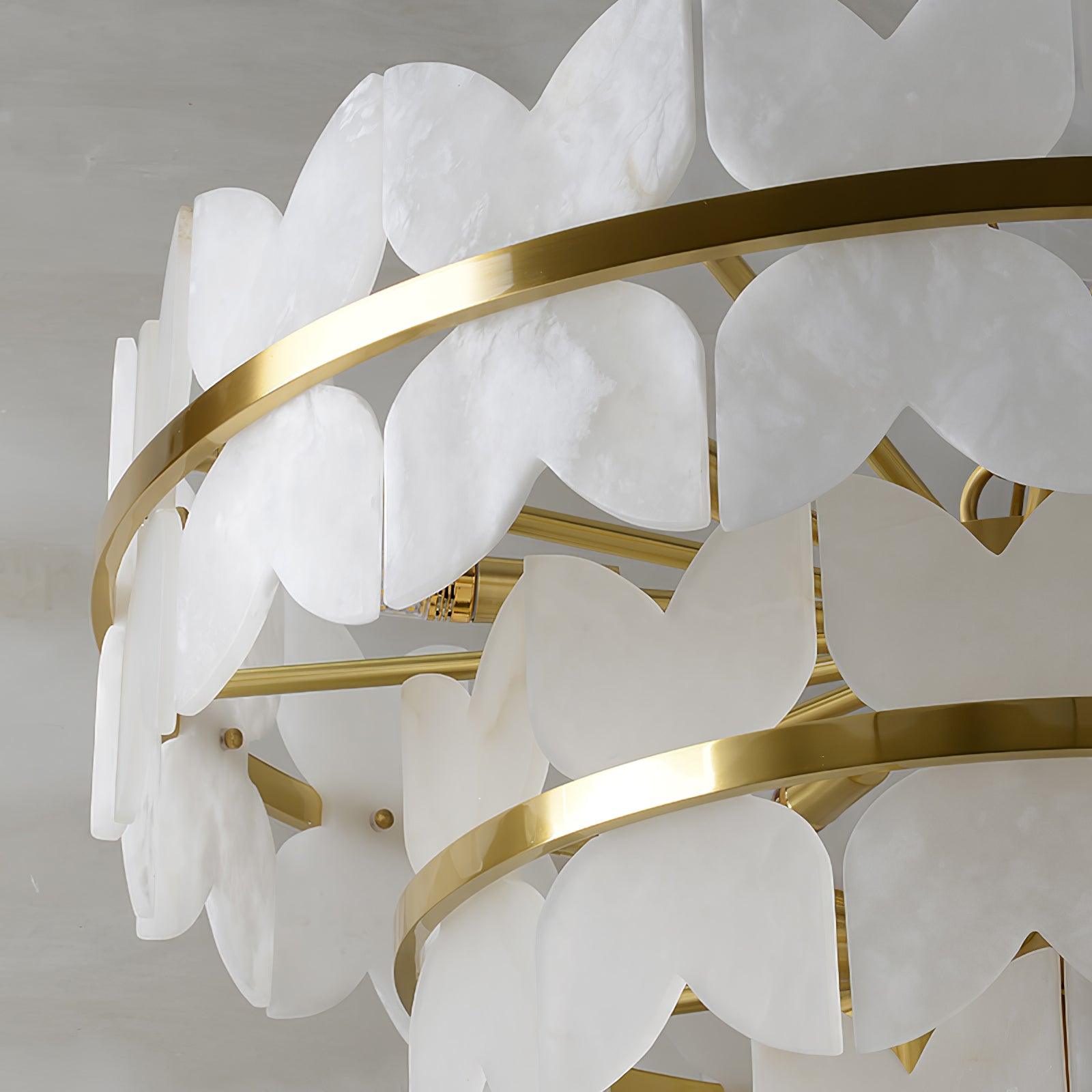 Lustre moderne Anza en Albâtre Or et blanc