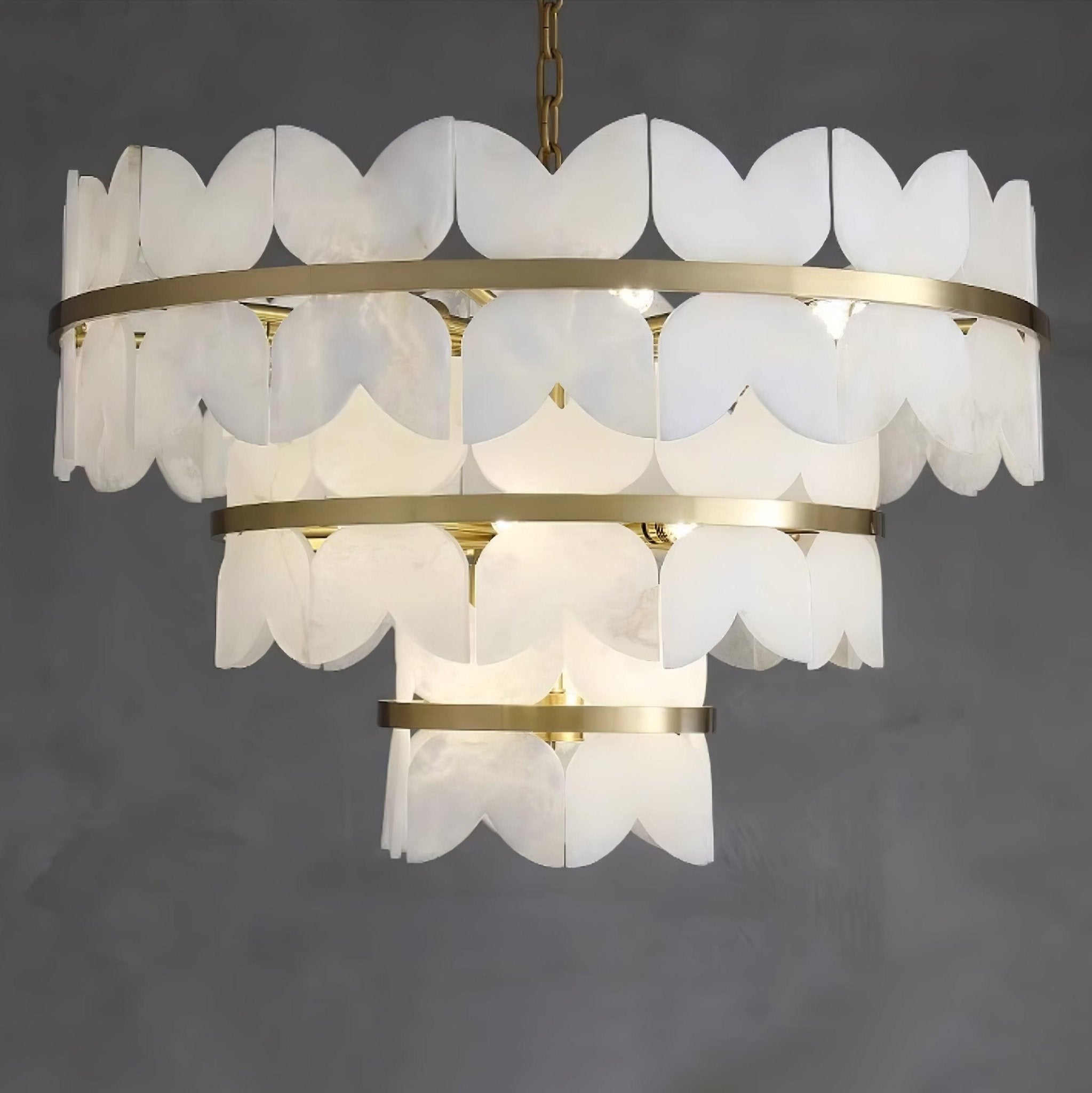 Lustre moderne Anza en Albâtre Or et blanc