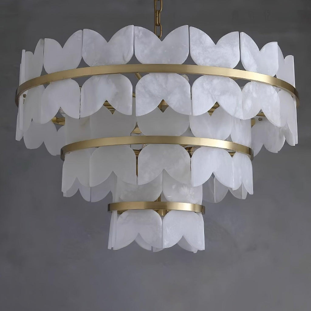 Lustre moderne Anza en Albâtre Or et blanc