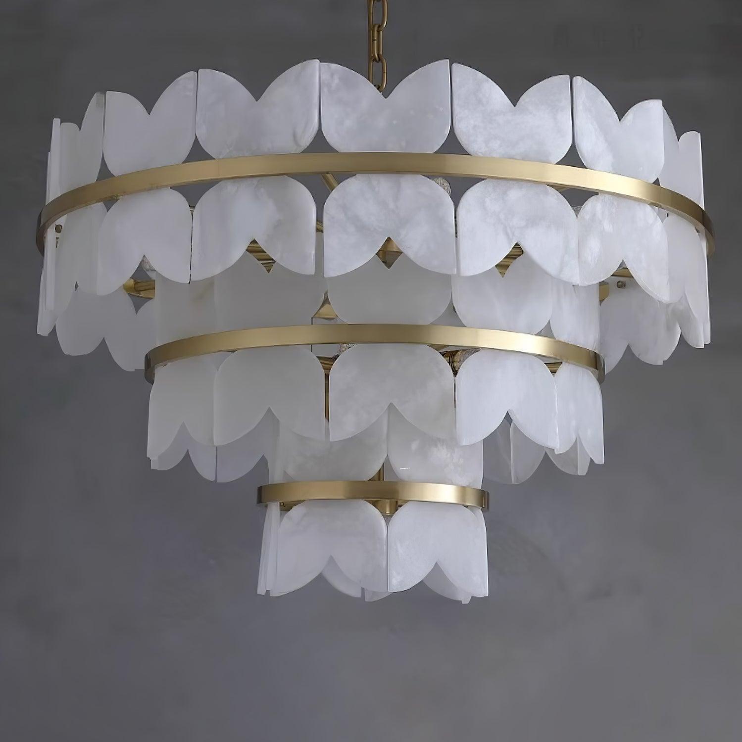 Lustre moderne Anza en Albâtre Or et blanc
