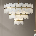 Lustre moderne Anza en Albâtre Or et blanc