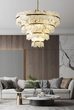 Lustre moderne Anza en Albâtre Or et blanc