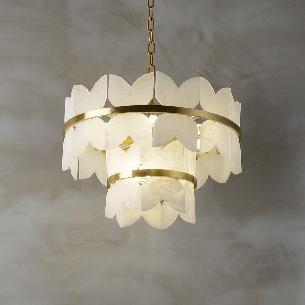 Lustre moderne Anza en Albâtre Or et blanc