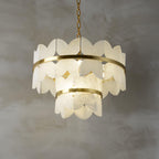 Lustre moderne Anza en Albâtre Or et blanc