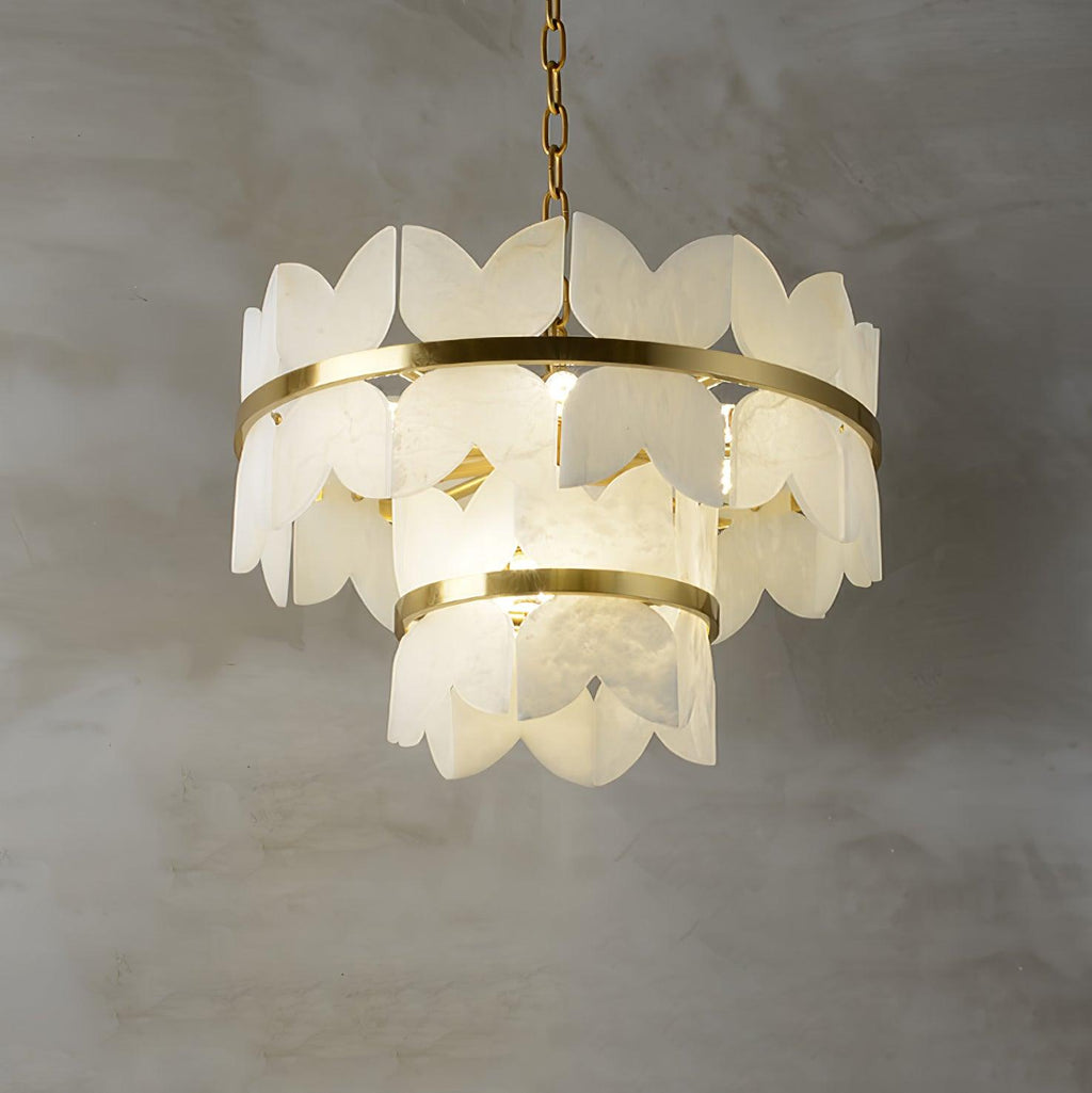 Lustre moderne Anza en Albâtre Or et blanc